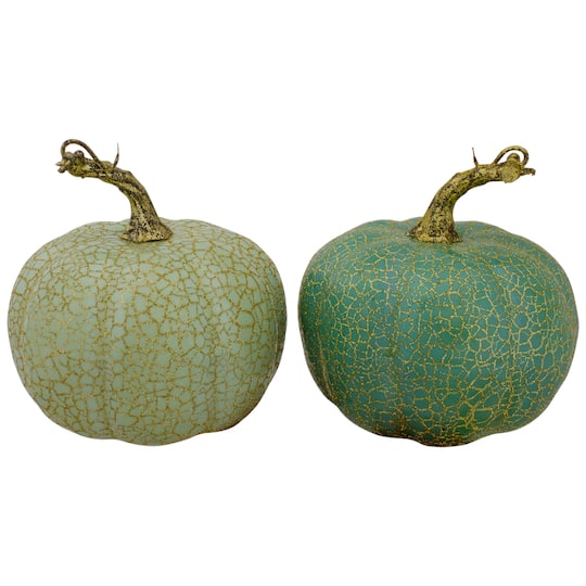 5&#x22; Green Fall Harvest Tabletop Pumpkins Set